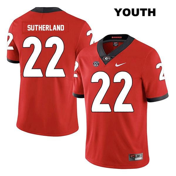 Georgia Bulldogs Youth Jes Sutherland #22 NCAA Legend Authentic Red Nike Stitched College Football Jersey TTH0856CX